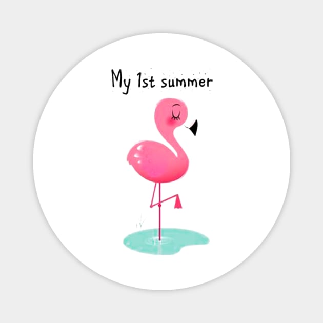 My 1st Summer Flamingo Beach Magnet by customcustom